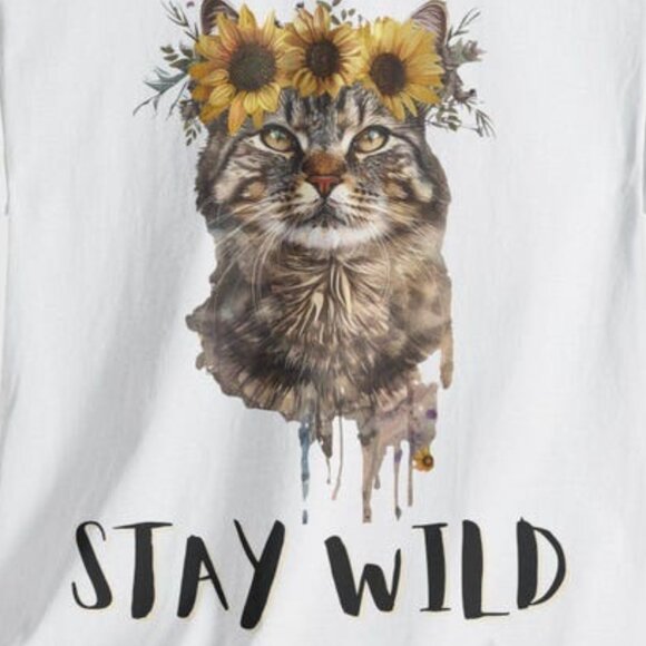T-Shirt Cat Print - Stay Wild, Funny Cat Shirt - Picture 2 of 3